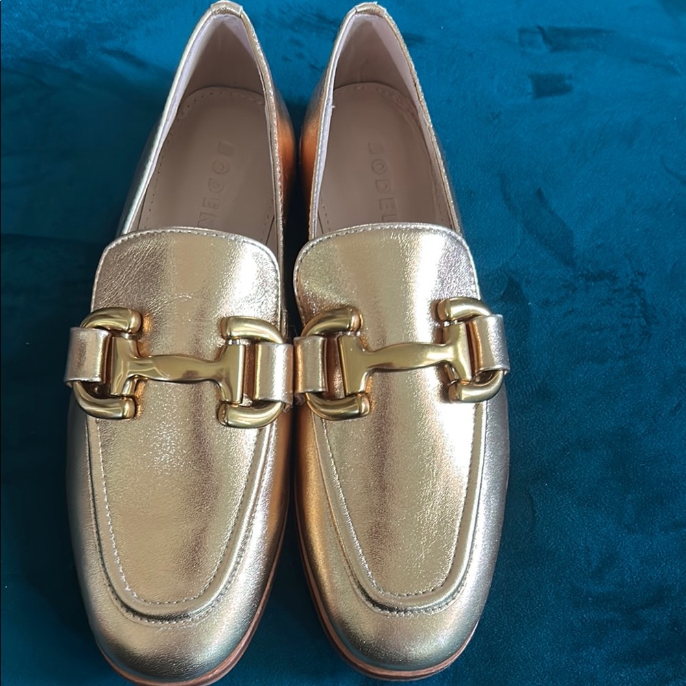 Boden Gold Flats with Horsebit Detail